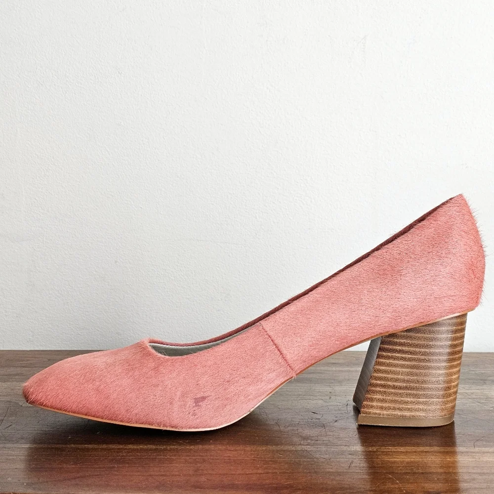 Greycity Calf Hair Genuine Leather Coral Pump Square Comfortable Heels Size 11 - Picture 13 of 16